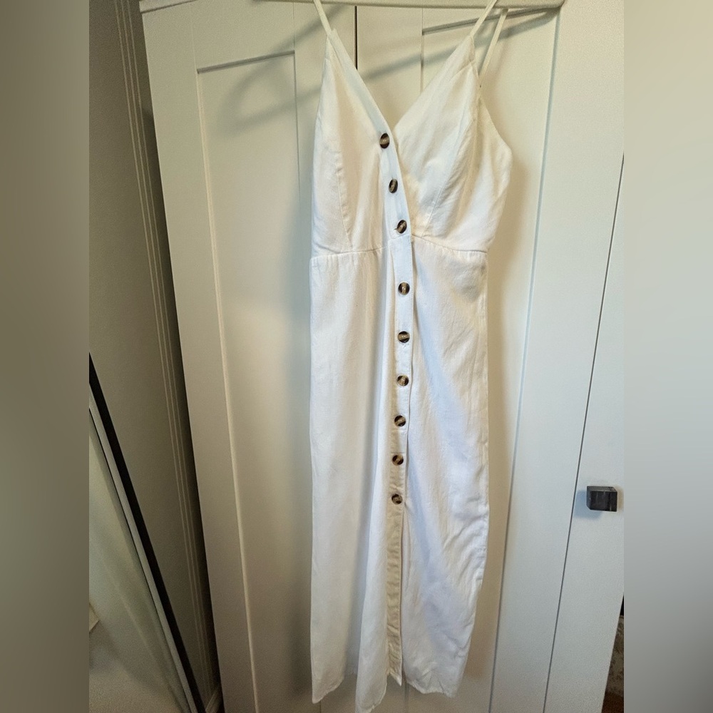 Elegant White Button-Down Dress